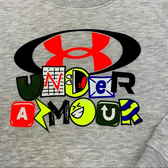Under Armour Boys Long Sleeve Fleece Sweatshirt, Gray NWT - Picture 2 of 6